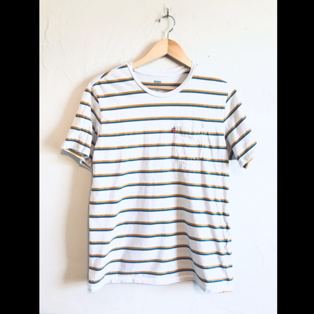 Levi’s White Striped Pocket Tee